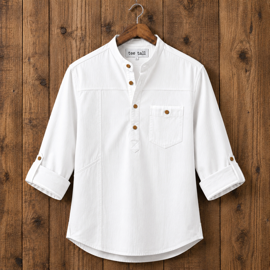 Mens Short Cotton Full Sleeve Kurta TTMSK152 - White