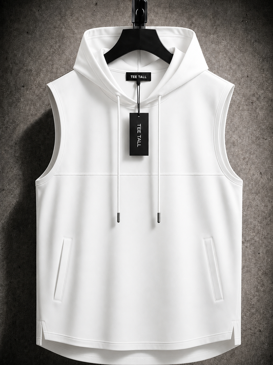 Mens Cotton Hooded Sleeveless T-Shirt CHST16 - White