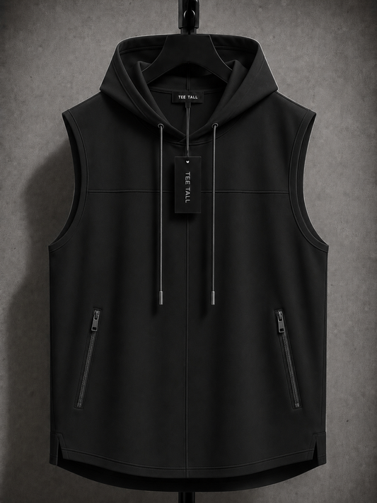 Mens Cotton Hooded Sleeveless T-Shirt CHST13 - Black