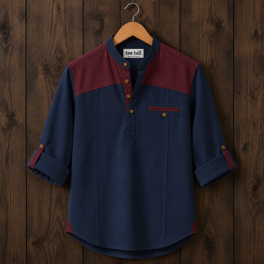 Mens Short Cotton Full Sleeve Kurta TTMSK154 - Multi