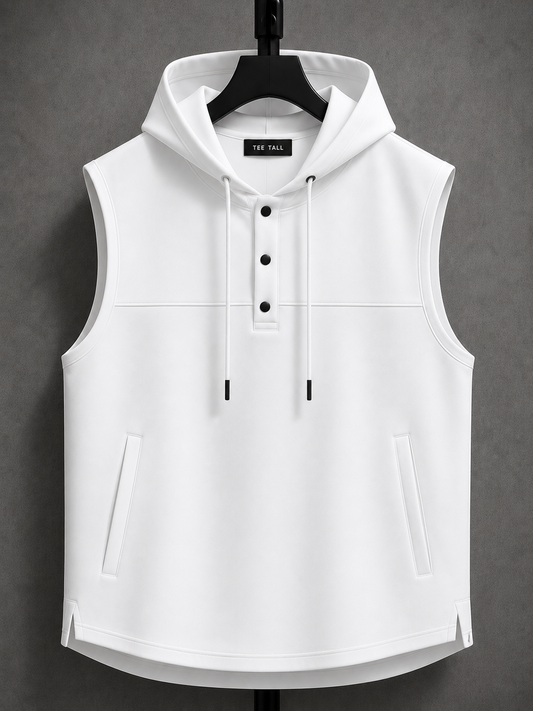 Mens Cotton Hooded Sleeveless T-Shirt CHST29 - White