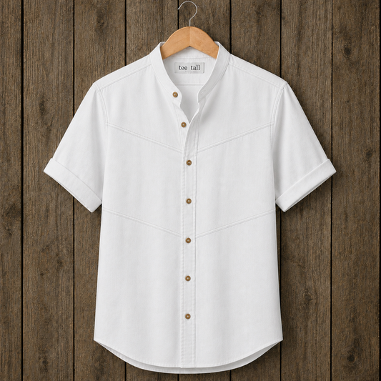 Mens Button Up Cotton Half Sleeve Shirt TTMBUS382 - White