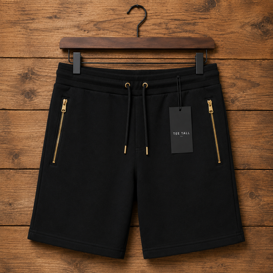 Mens Zip Pocket Cotton Terry Shorts by Tee Tall - TTMSFTS1 - Black