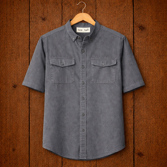 Mens Button Up Cotton Half Sleeve Shirt TTMBUS204 - Grey