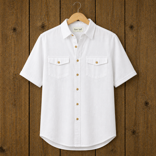 Mens Button Up Cotton Half Sleeve Shirt TTMBUS406 - White