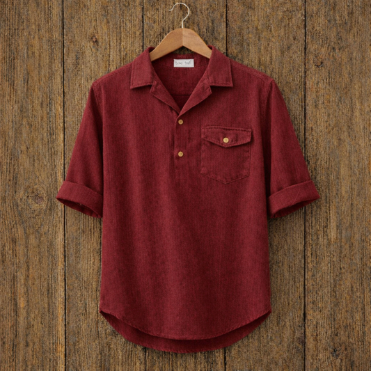 Mens Short Cotton Full Sleeve Kurta TTMSK40 - Maroon
