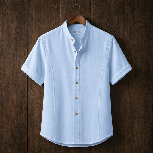 Mens Button Up Cotton Half Sleeve Shirt TTMBUS347 - Light Blue