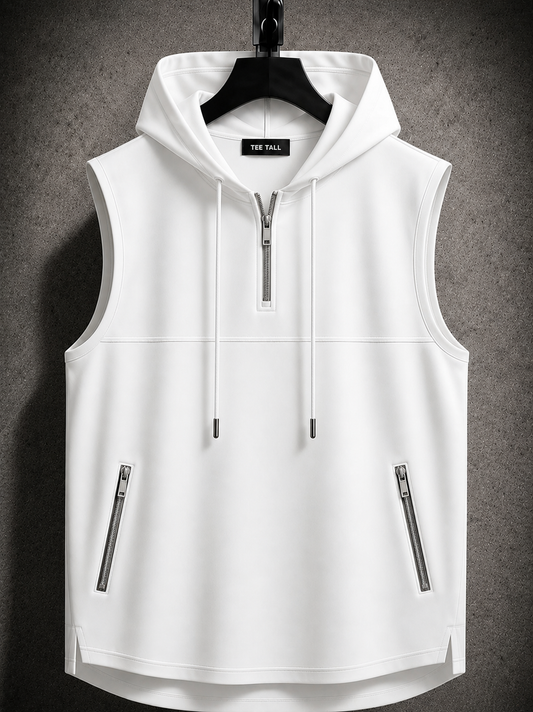 Mens Cotton Hooded Sleeveless T-Shirt CHST21 - White