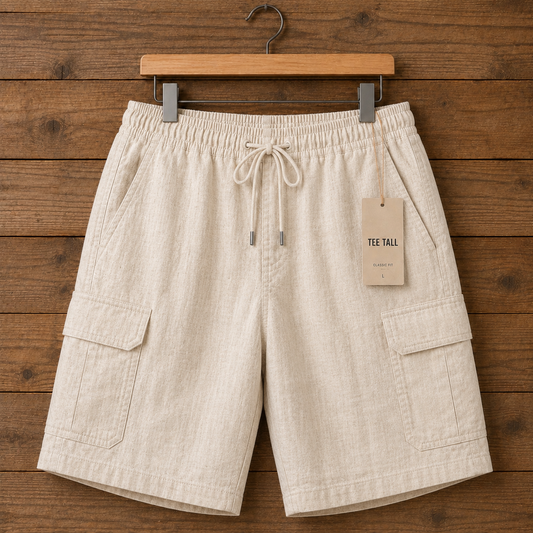 Mens Cargo Pocket Cotton Semi Formal Shorts by Tee Tall - TTMSSCS1 - Cream