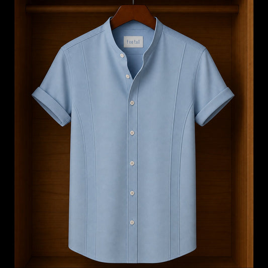 Mens Button Up Cotton Half Sleeve Shirt TTMBUS373 - Light Blue