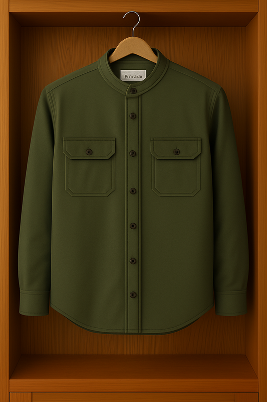 Mens Button Up Cotton Full Sleeve Shirt TTMBUS103 - Green