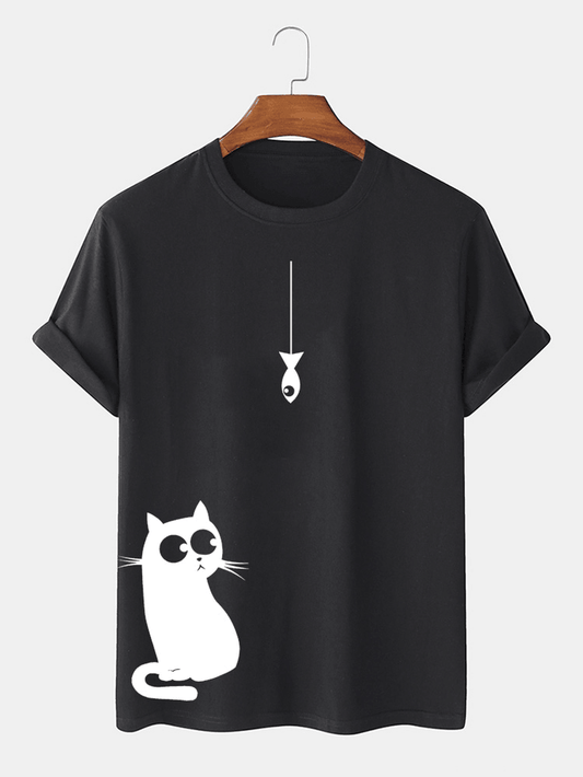 Mens Cotton Sticker Printed T-Shirt TTMPS31 - Black