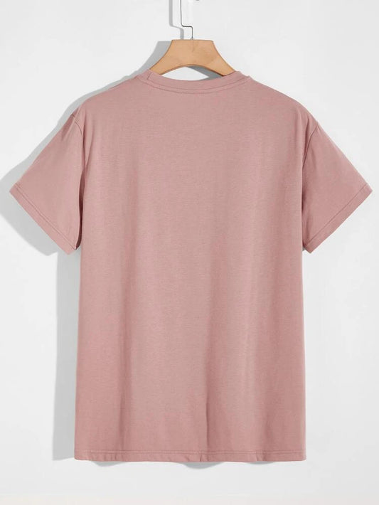 Mens Cotton Sticker Printed T-Shirt TTMPS31 - Pink