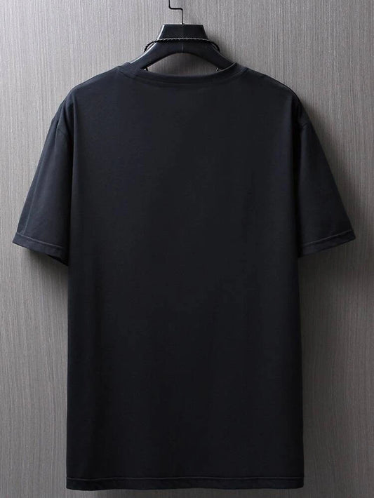 Mens Cotton Sticker Printed T-Shirt TTMPS4 - Black
