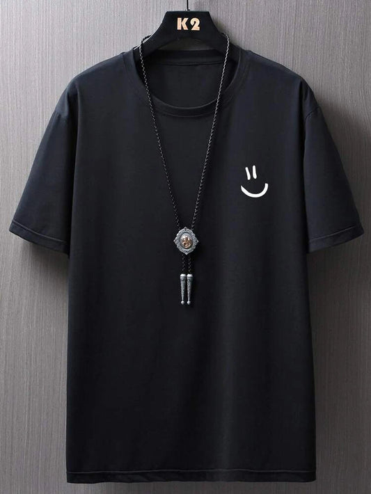 Mens Cotton Sticker Printed T-Shirt TTMPS4 - Black