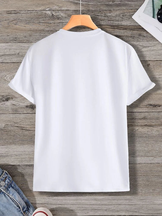 Mens Cotton Sticker Printed T-Shirt TTMPS15 - White
