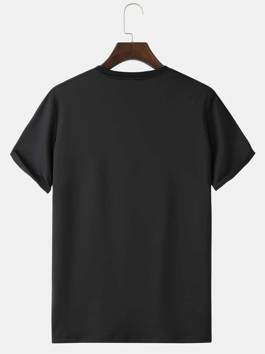 Mens Cotton Sticker Printed T-Shirt TTMPS23 - Black