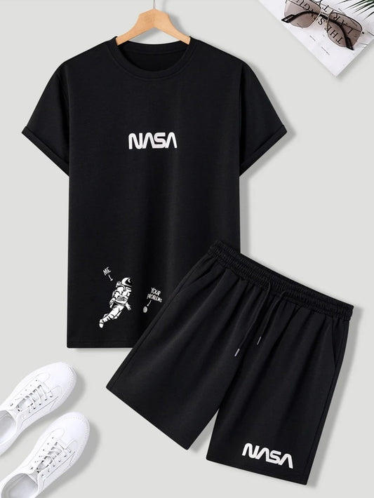 Mens Summer Shorts + T-Shirt Set - TTMSS50 - Black Black