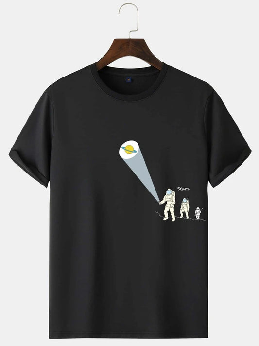Mens Cotton Sticker Printed T-Shirt TTMPS23 - Black