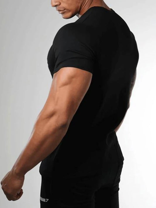Mens Cotton Sticker Printed T-Shirt TTMPS1 - Black