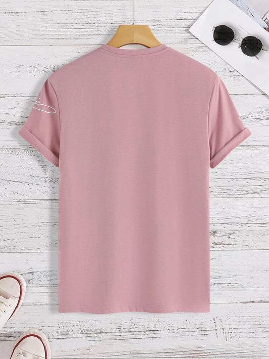 Mens Cotton Sticker Printed T-Shirt TTMPS17 - Pink