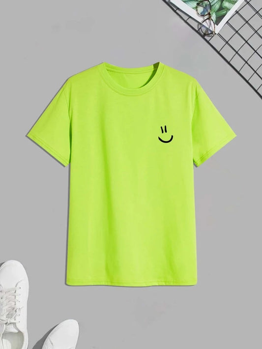 Mens Cotton Sticker Printed T-Shirt TTMPS4 - Lime Green