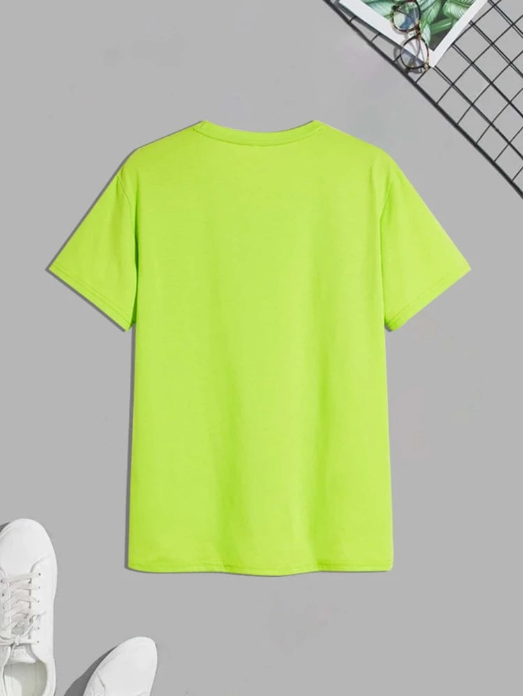 Mens Cotton Sticker Printed T Shirt TTMPS4 Lime Green