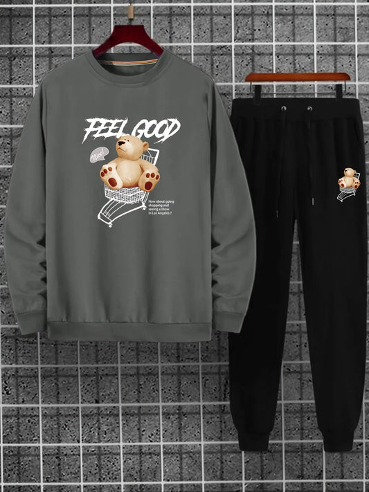 Mens Sweatshirt and Pants Set by Tee Tall - MSPSTT26 - Charcoal Black