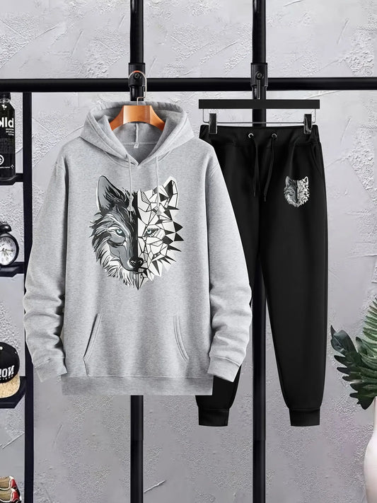 Mens Hoodie and Pants Set by Tee Tall - MHPSTT3 - Grey Black