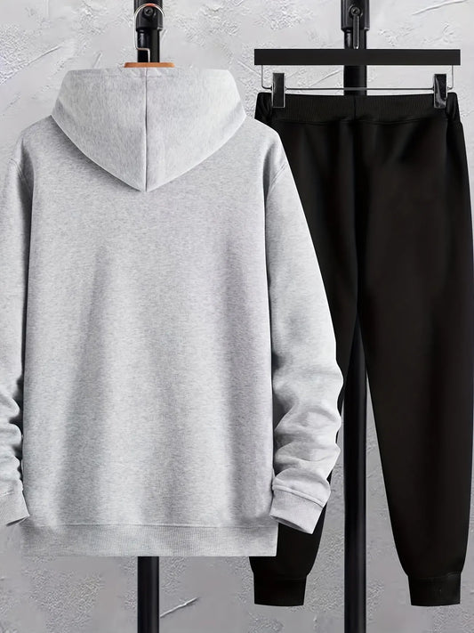 Mens Hoodie and Pants Set by Tee Tall - MHPSTT19 - Grey Black