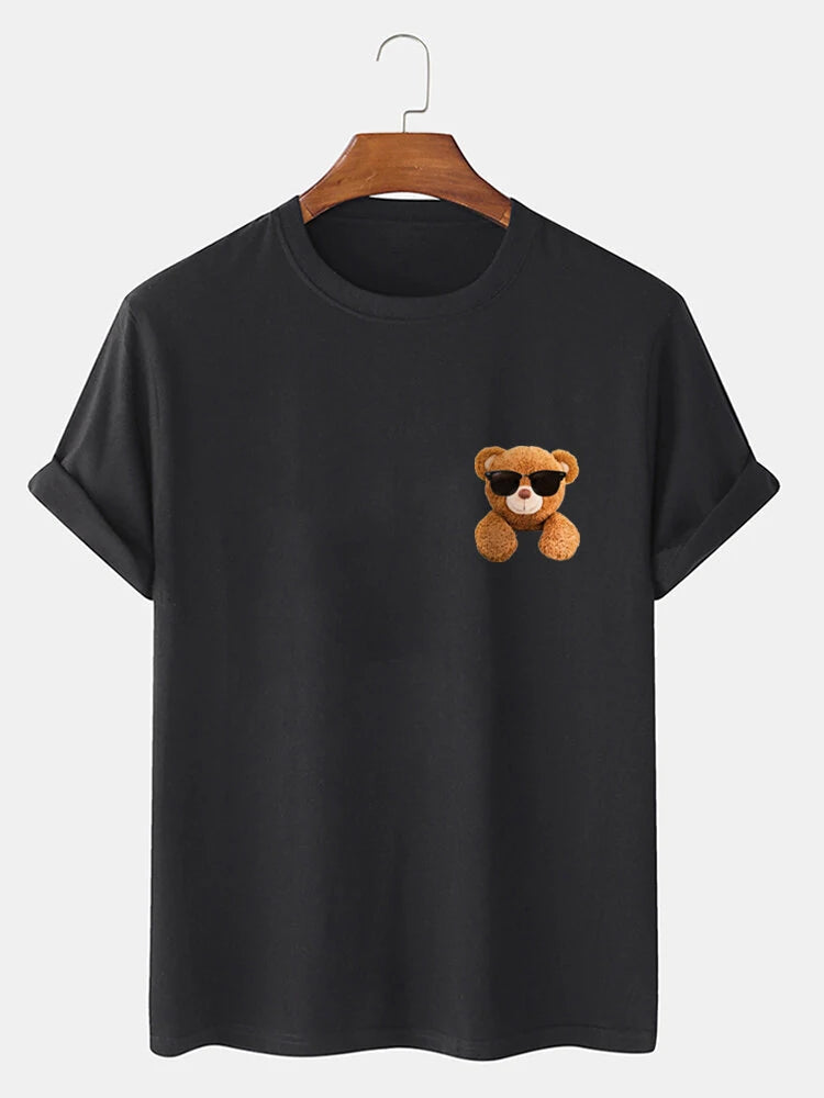 Mens Cotton Sticker Printed T-Shirt TTMPS28 - Black – Tee Tall