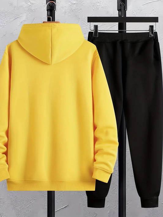 Mens Hoodie and Pants Set by Tee Tall - MHPSTT18 - Yellow Black