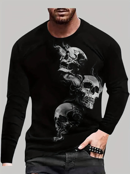 Mens Cotton Sticker Printed Long Sleeve T-Shirt by Tee Tall LSTTMPS10 - Black