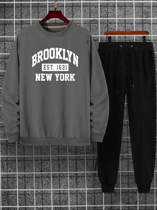 Mens Sweatshirt and Pants Set by Tee Tall - MSPSTT2 - Charcoal Black