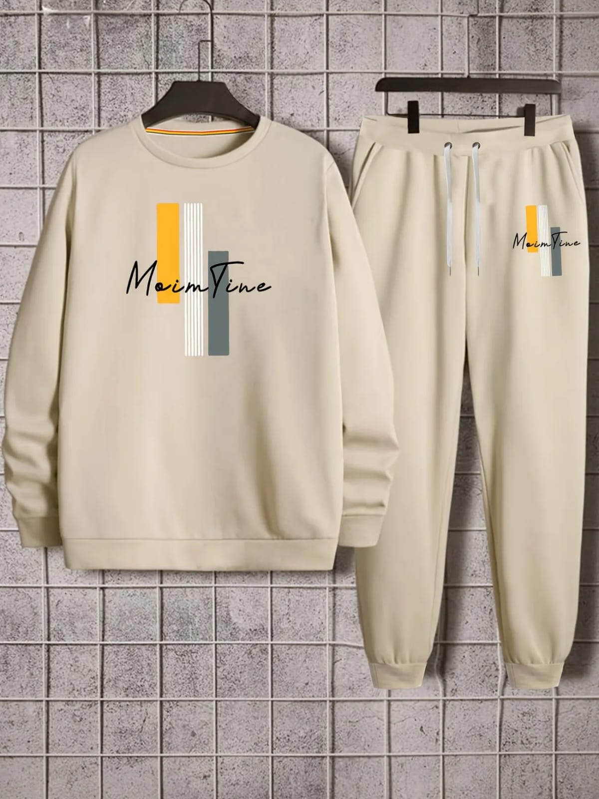 Mens Sweatshirt and Pants Set by Tee Tall MSPSTT3 Cream Cream