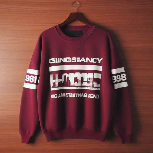 Mens Printed Sweatshirt by Tee Tall TTMPWS98 - Maroon