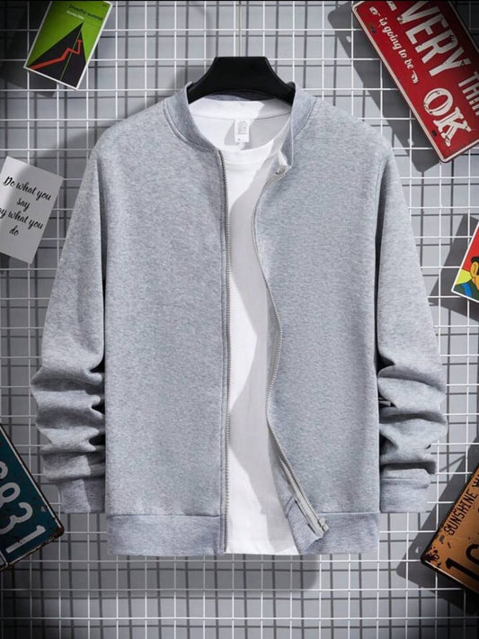 Tee Tall Mens Fleece Bomber ZODA Zip Jacket - Grey