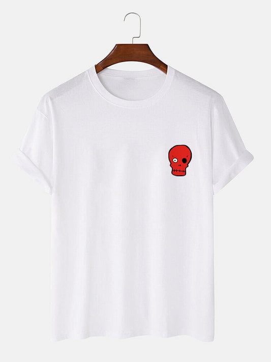 Mens Cotton Sticker Printed T-Shirt TTMPS19 - White