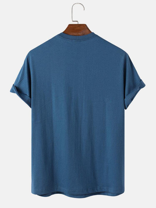 Mens Cotton Sticker Printed T-Shirt TTMPS18 - Blue