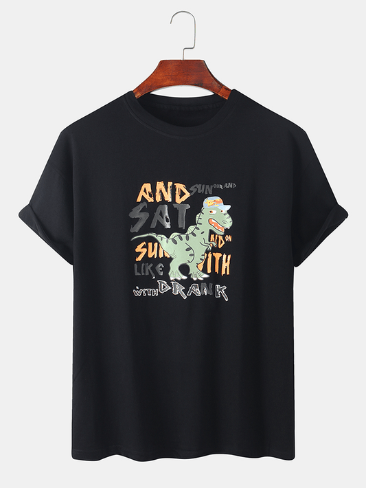 Mens Cotton Sticker Printed T-Shirt TTMPS32 - Black