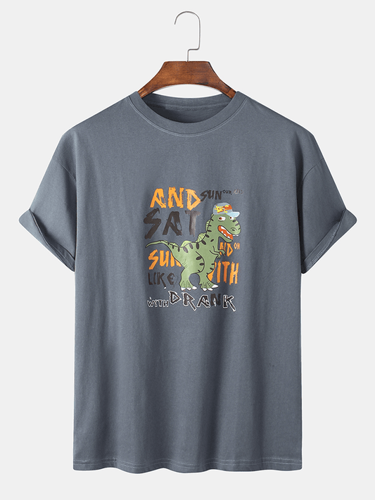 Mens Cotton Sticker Printed T-Shirt TTMPS32 - Charcoal