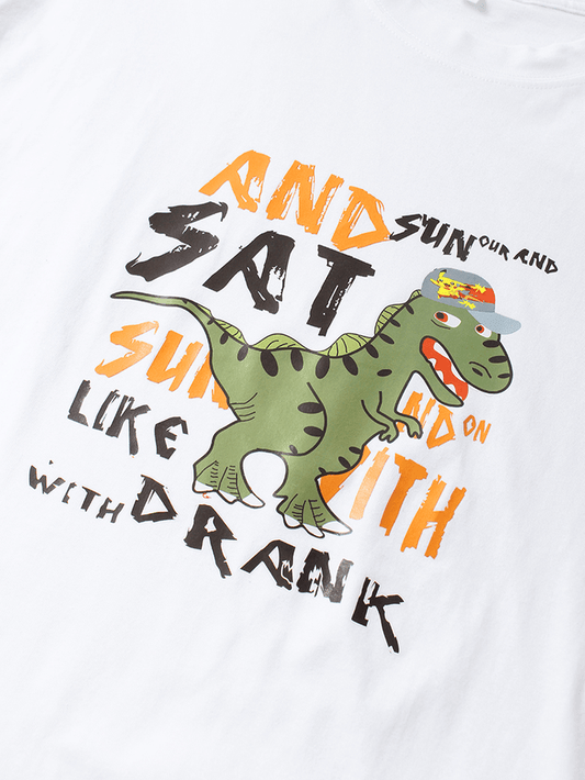 Mens Cotton Sticker Printed T-Shirt TTMPS32 - White