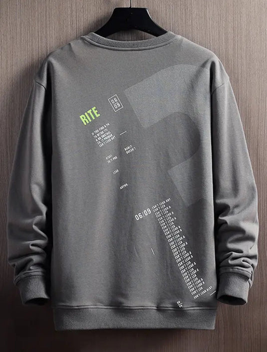 Mens Printed Sweatshirt by Tee Tall TTMPWS65 - Charcoal