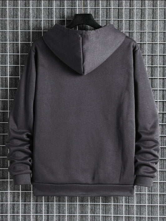 Tee Tall Mens Plain Zip Hooded Jacket TTZPHOJA - Charcoal