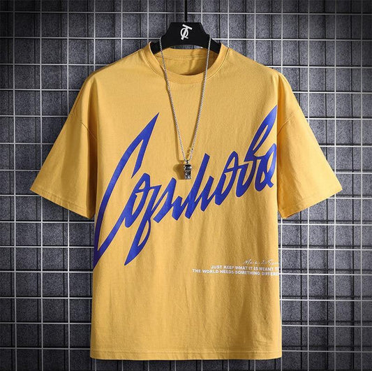 Mens Cotton Sticker Printed T-Shirt TTMPS13 - Yellow