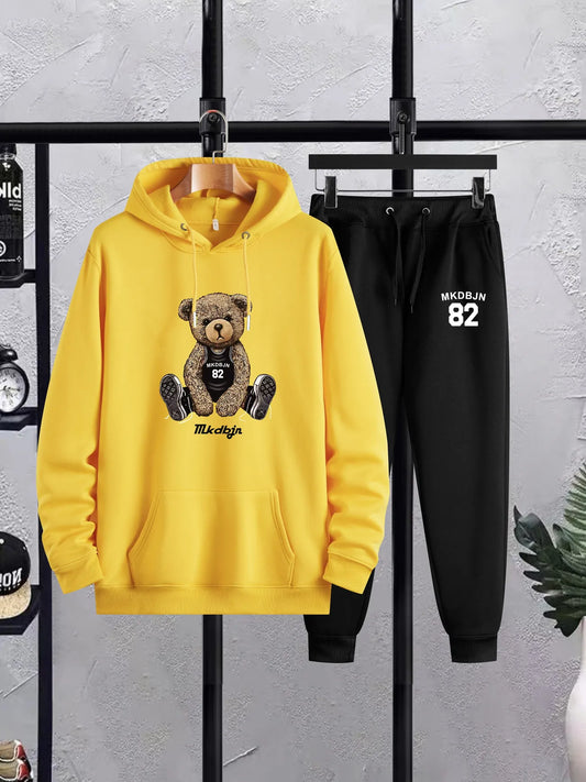 Mens Hoodie and Pants Set by Tee Tall - MHPSTT5 - Yellow Black