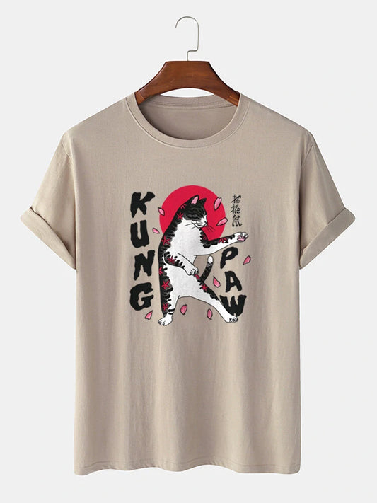 Mens Cotton Sticker Printed T-Shirt TTMPS43 - Cream