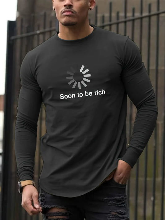 Mens Cotton Sticker Printed Long Sleeve T-Shirt by Tee Tall LSTTMPS7 - Charcoal