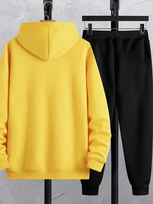 Mens Hoodie and Pants Set by Tee Tall - MHPSTT20 - Yellow Black