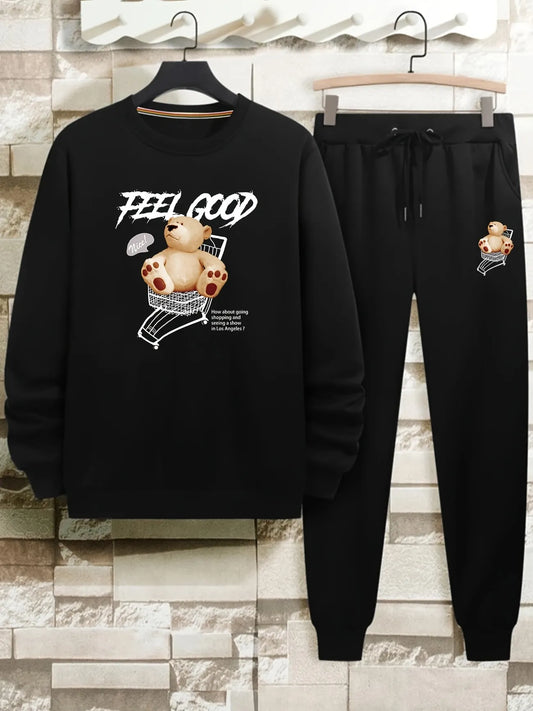 Mens Sweatshirt and Pants Set by Tee Tall - MSPSTT26 - Black Black
